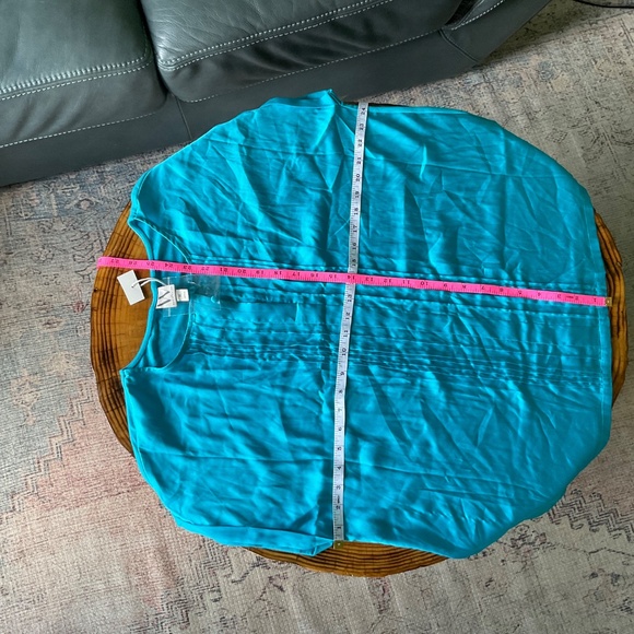 Worthington Satin Teal Blue Short Sleeve Top XL - Picture 5 of 6